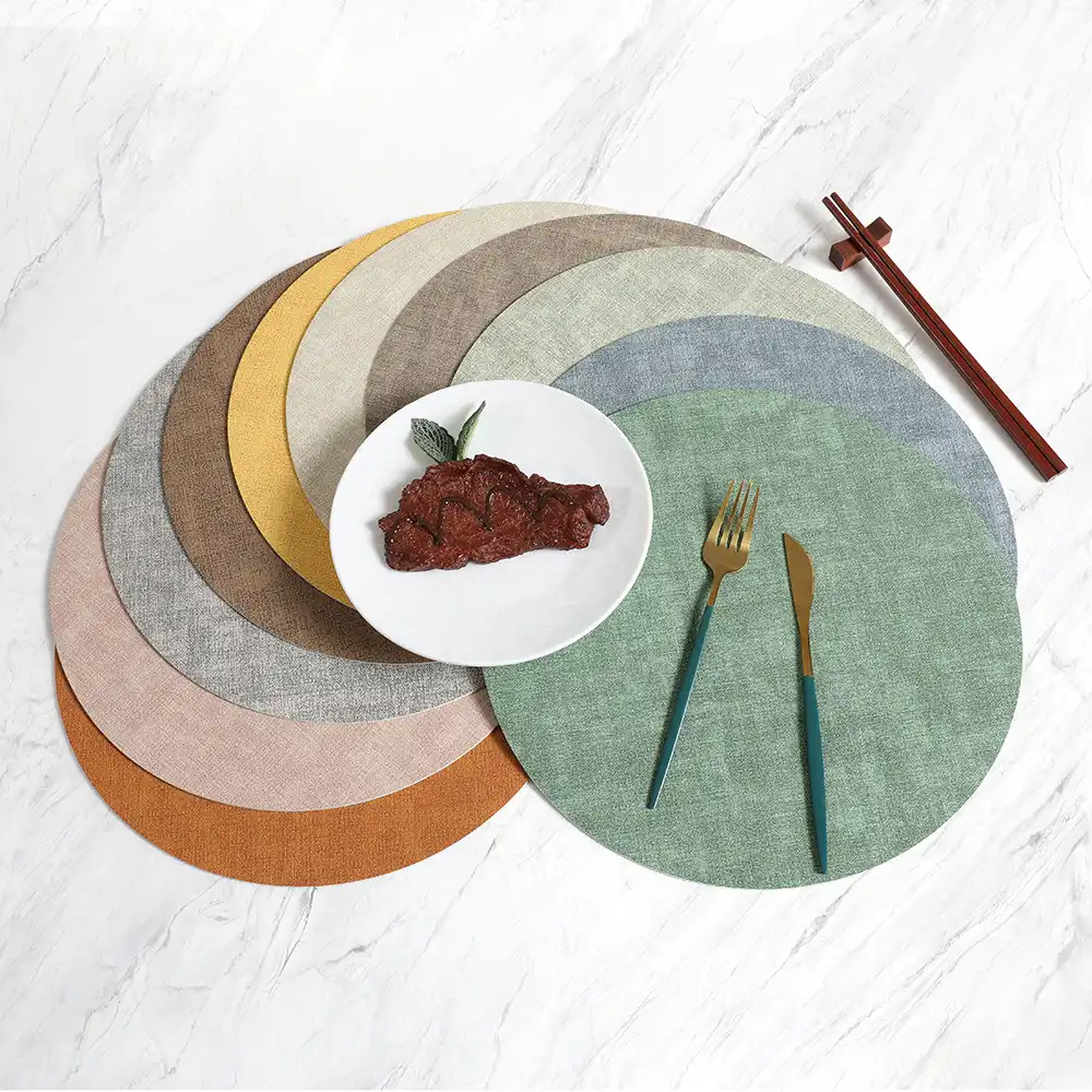 Nordic Round Two-Tone Leather Table Mats | Heat-Resistant4