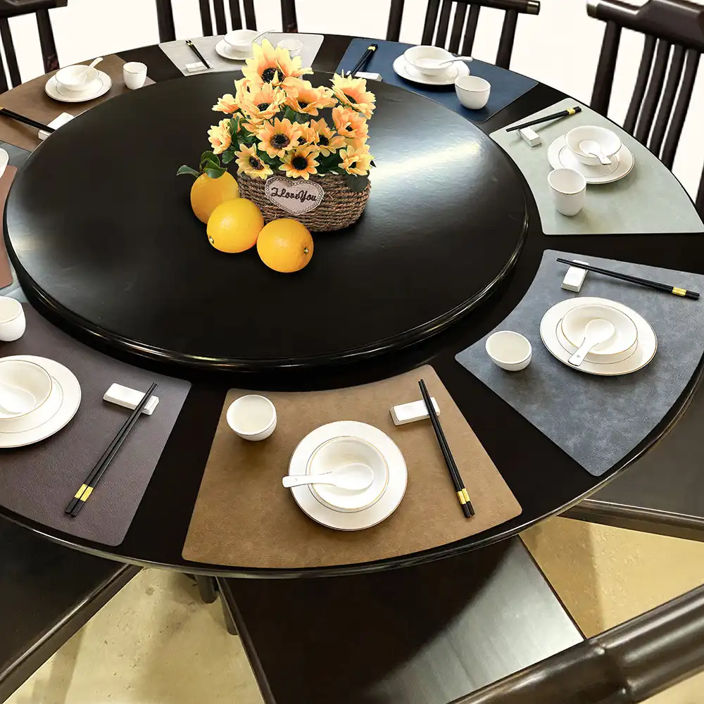 Wholesale fan-shaped pebble-patterned leather placemats | Heat resistan