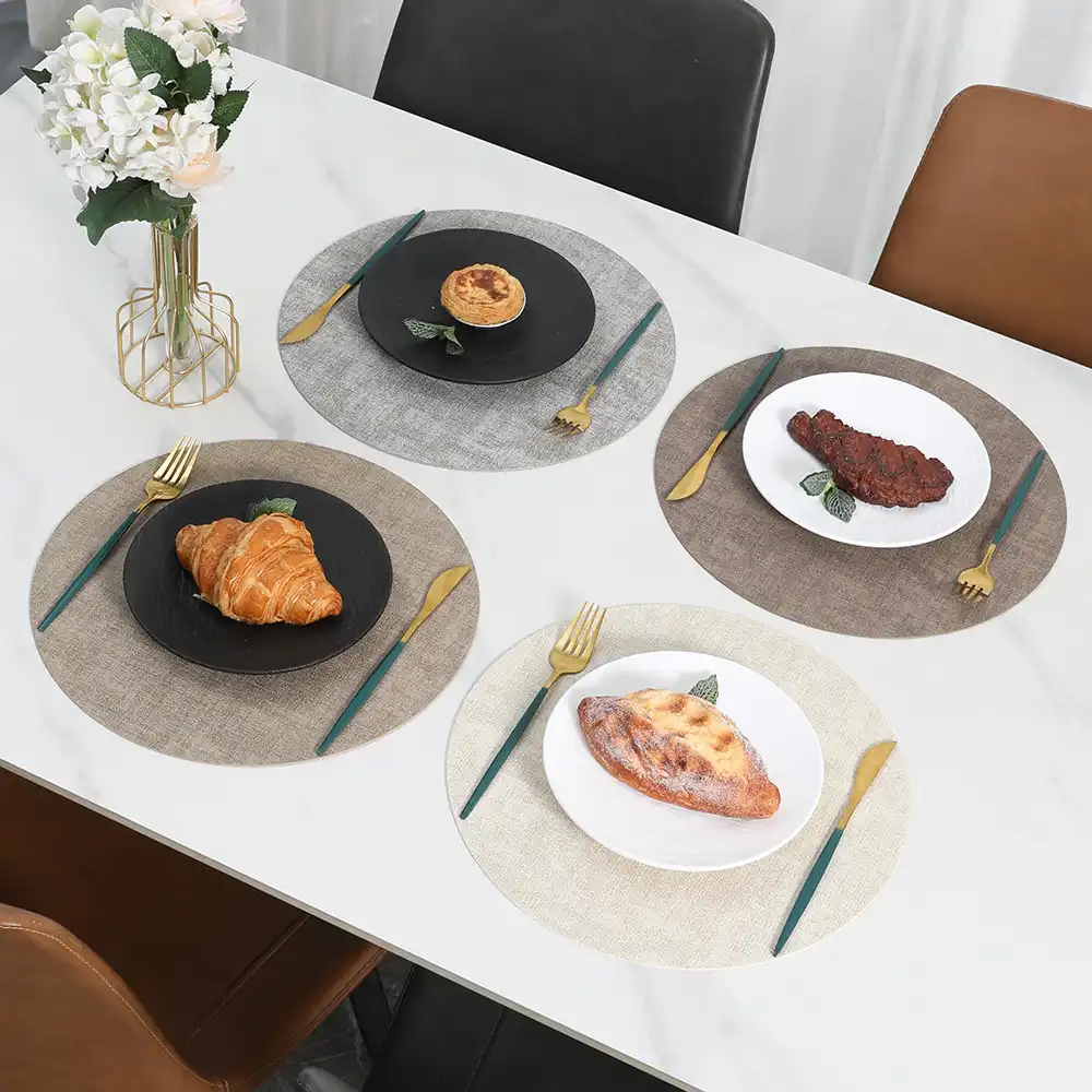 Nordic Round Two-Tone Leather Table Mats | Heat-Resistant3