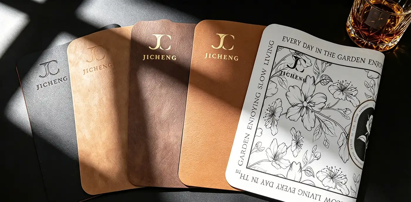 Custom leather placemat logo embossing foil stamping printing texture and color options