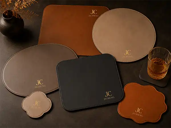 Custom shape leather placemats