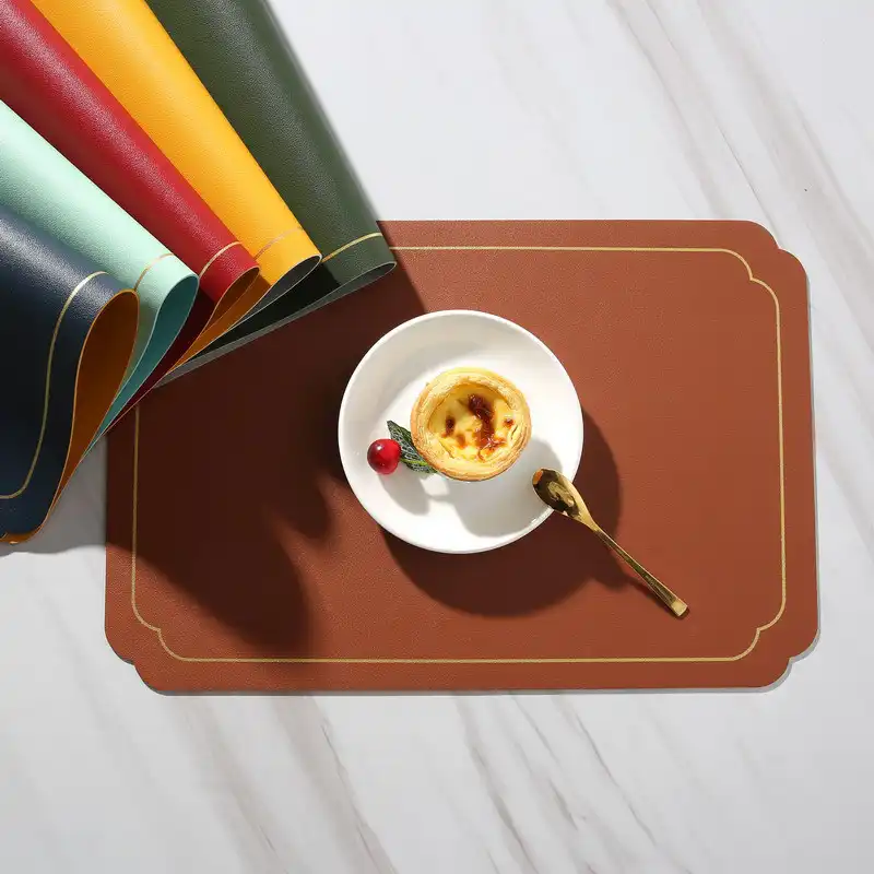 Wholesale two-tone PU leather placemats | Waterproof and non-slip2