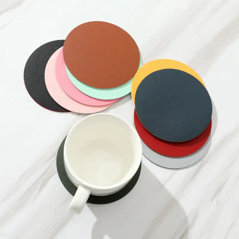 Wholesale Custom Logo Round Leather Coasters | Double-Layer4