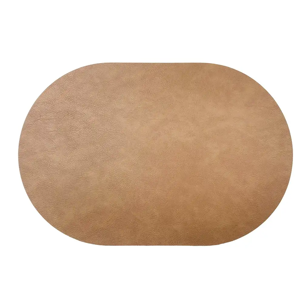 Oval double-sided cowhide-textured PVC placemat5