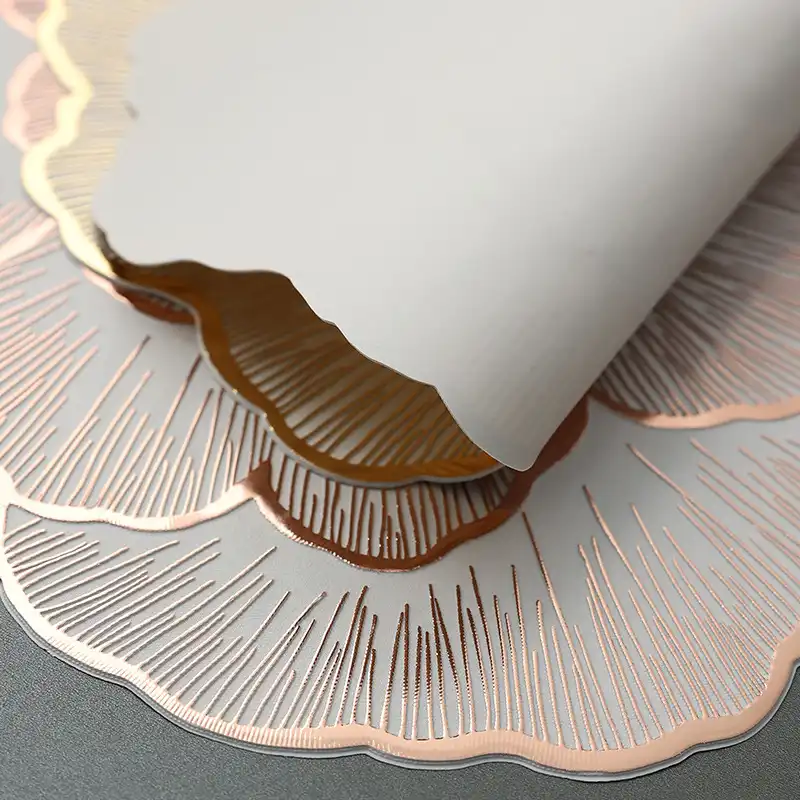 Wholesale Golden Peony Flower Pattern PVC Placemat | Heat Resistant2