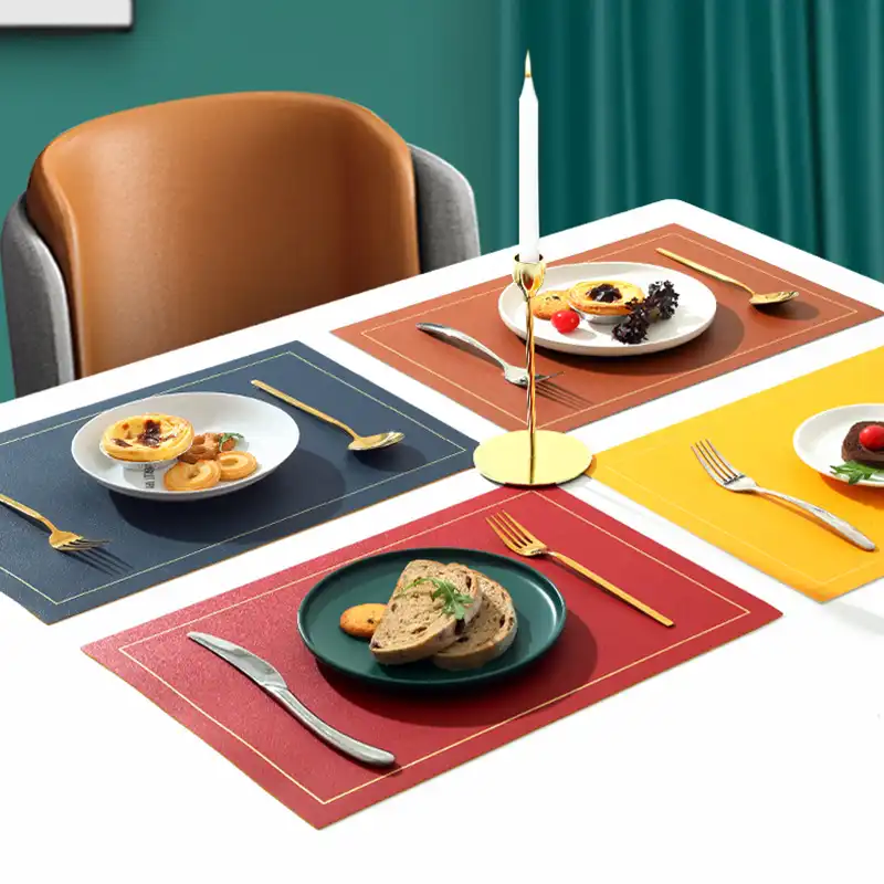 Nordic Solid Color PU Leather Table Mats | Waterproof3