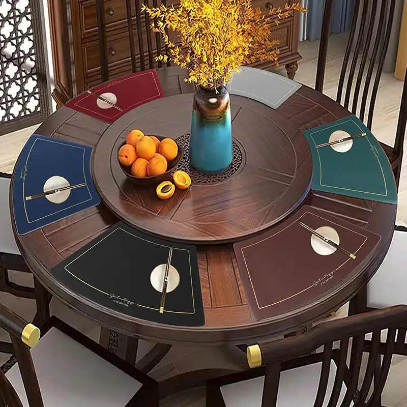 Wholesale wedge-shaped PU leather placemats, suitable for Chinese restaurants