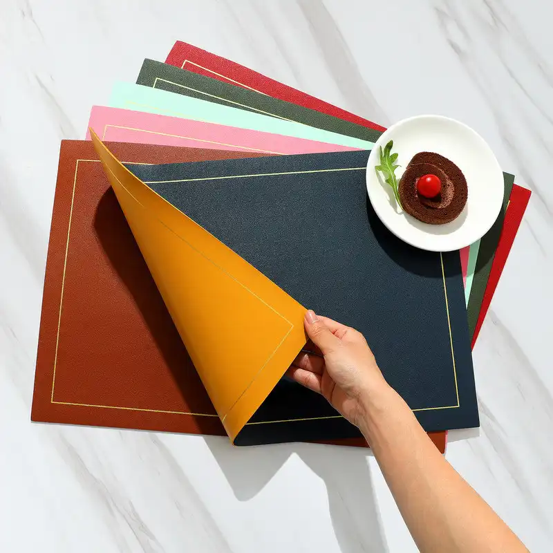 Nordic Solid Color PU Leather Table Mats | Waterproof2