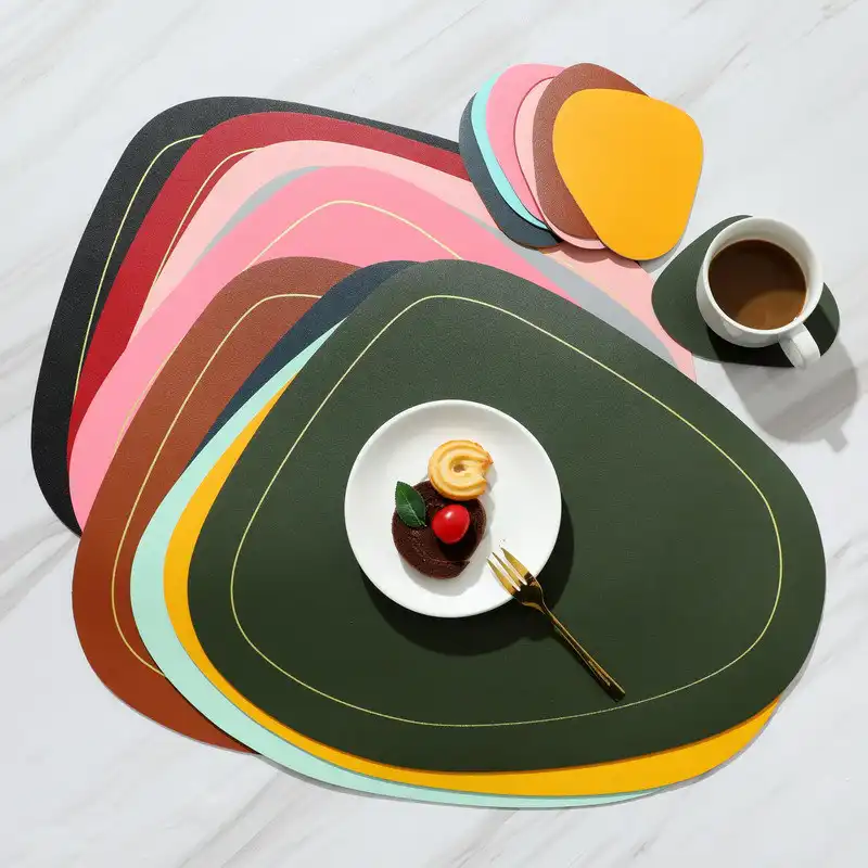 Wholesale Irregular PU Leather Table Mats for Hotels2