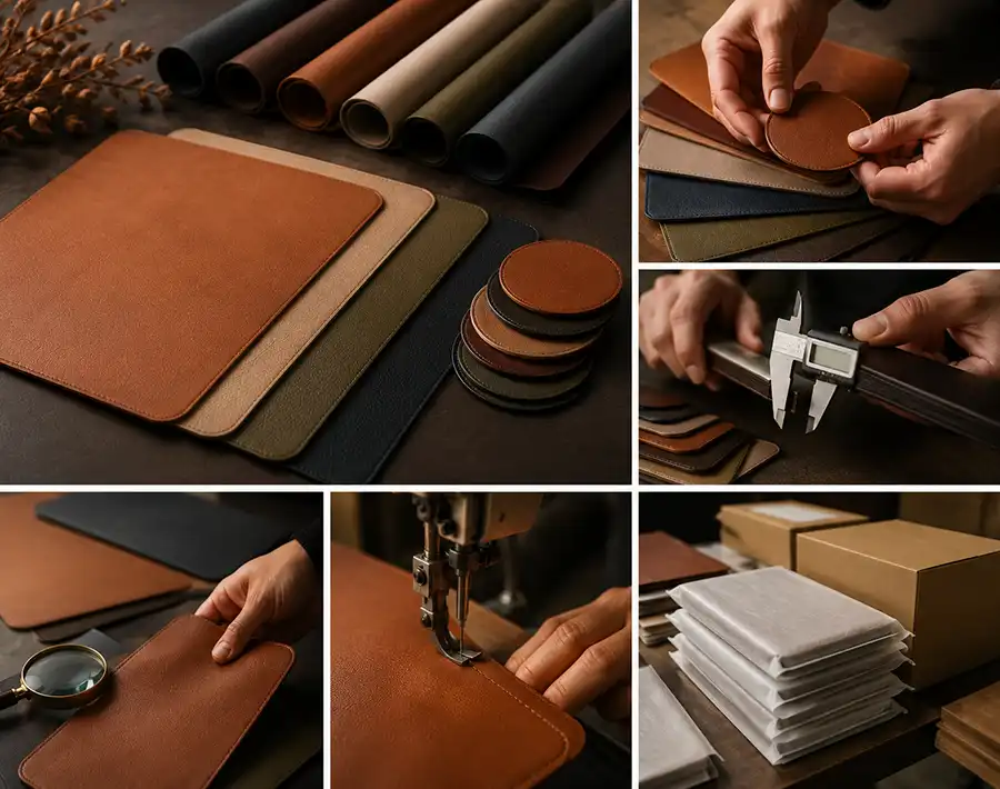 Leather placemat and coaster product range