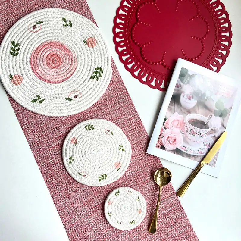 Printed Round Cotton Rope Placemat3