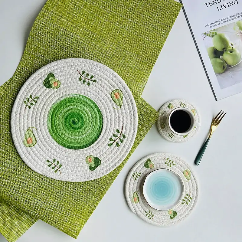 Printed Round Cotton Rope Placemat
