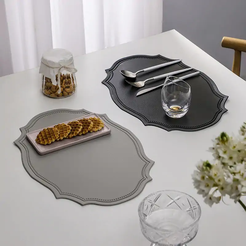 Embossed Irregular PVC Faux Leather Placemat2