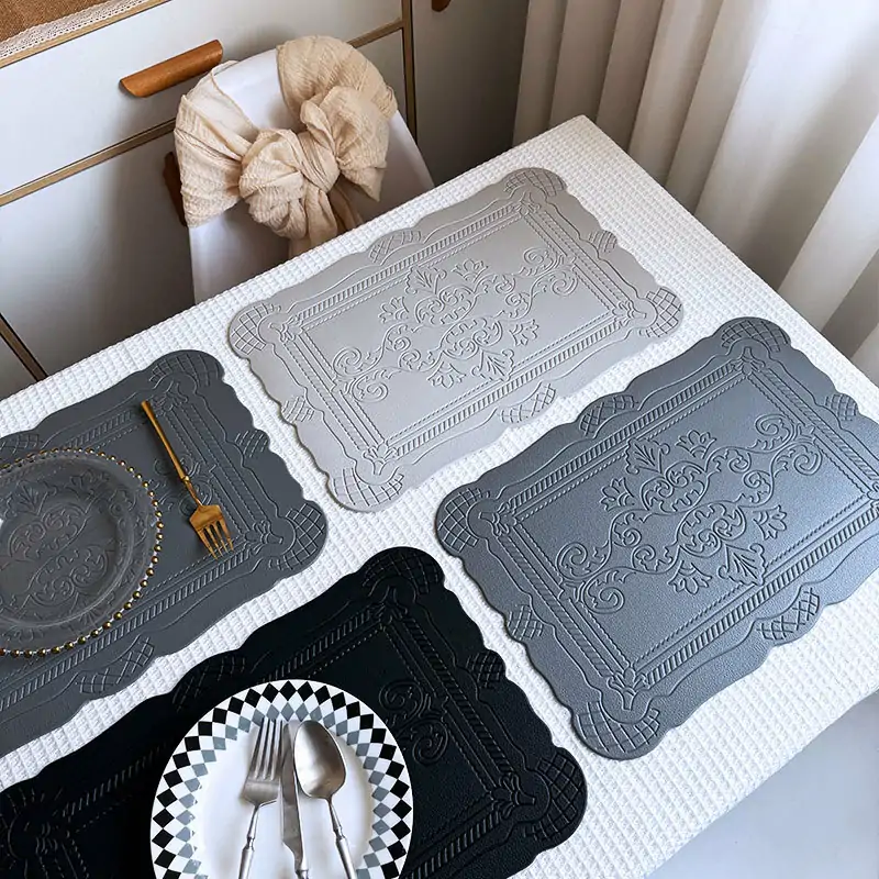 Embossed Vintage PVC Faux Leather Placemat3