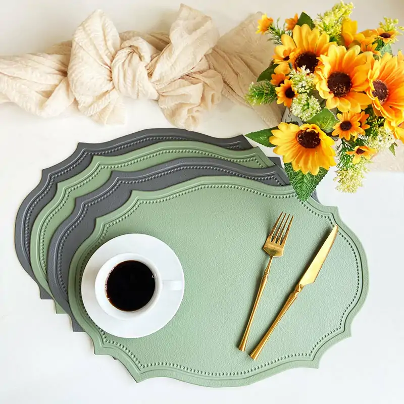 Embossed Irregular PVC Faux Leather Placemat3