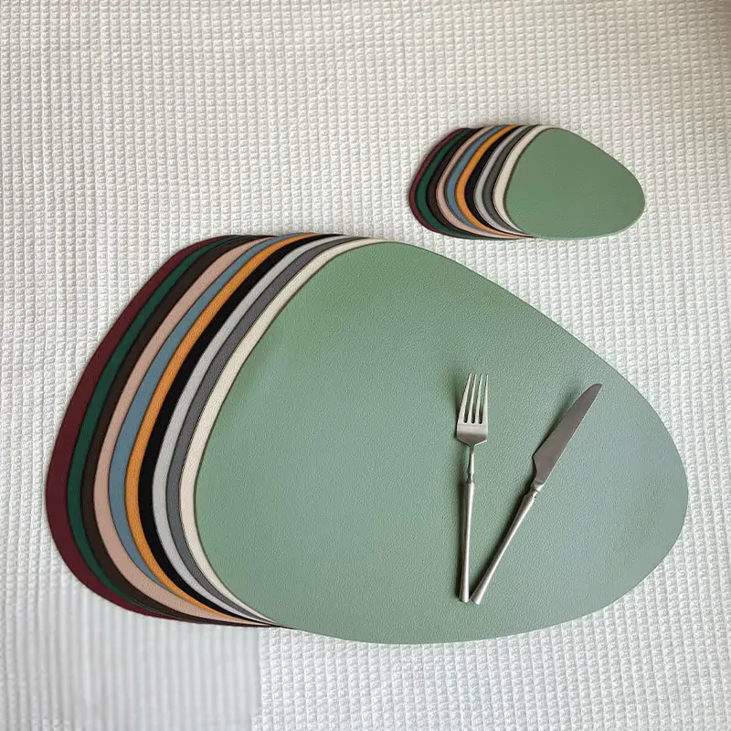 Waterdrop-Shaped PVC Faux Leather Placemat