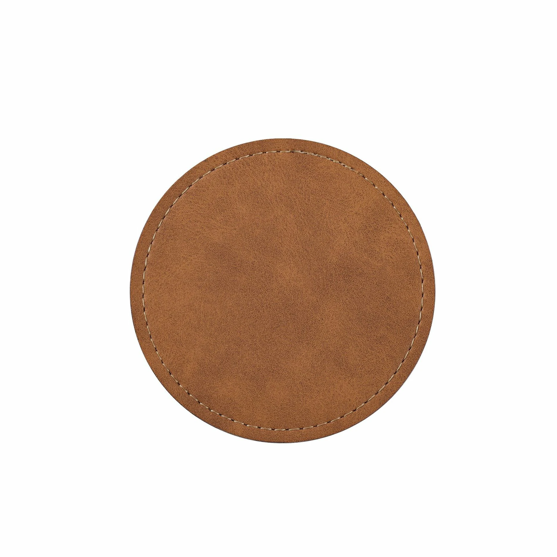 Thickened Stitched Round PVC Faux Leather Coaster3