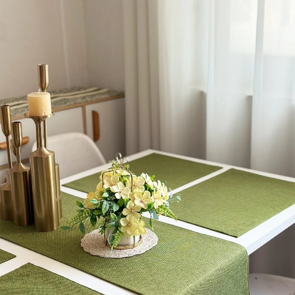 Coordinated Linen-Look Polyester Placemats and Table Runner4