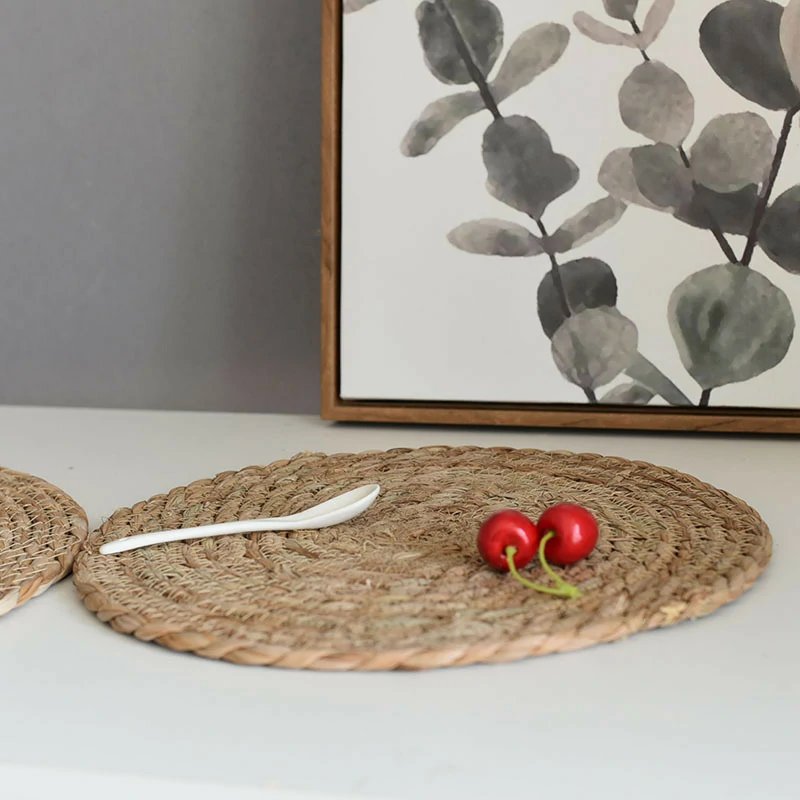 Round Natural Woven Grass Drink Coaster2