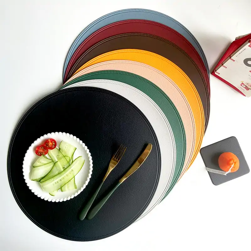 Round Double-Sided PVC Faux Leather Placemat