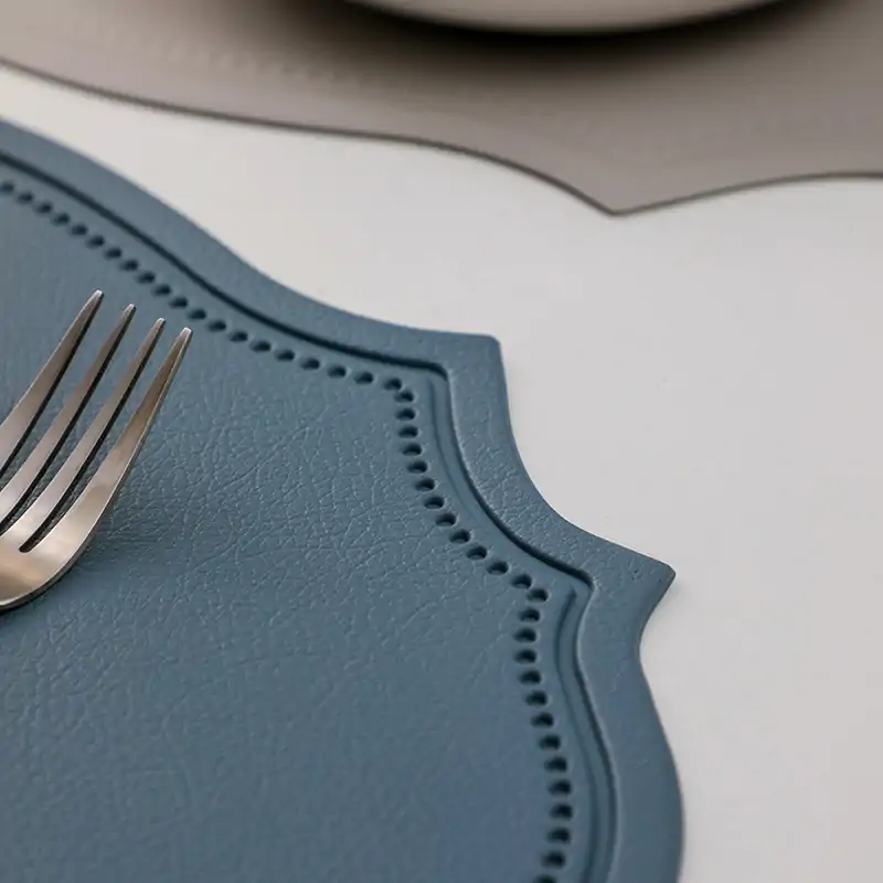 Embossed Irregular PVC Faux Leather Placemat4