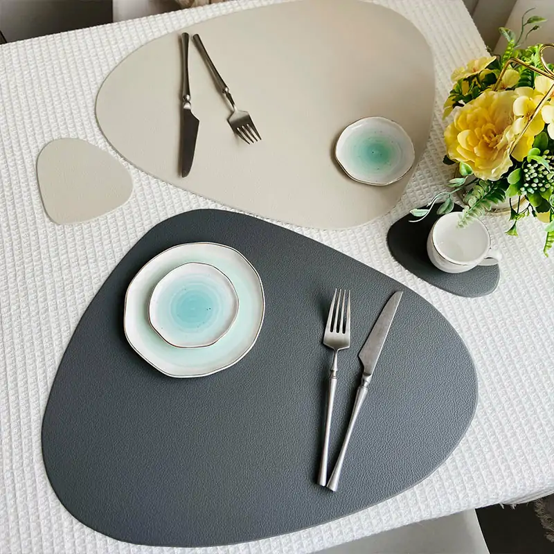 Waterdrop-Shaped PVC Faux Leather Placemat