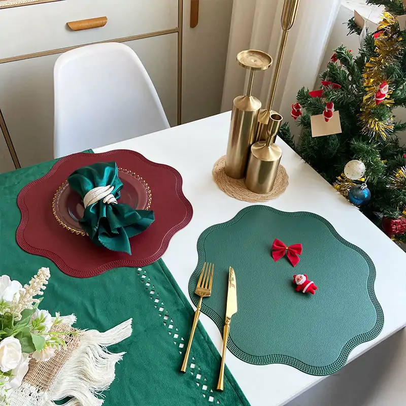Scalloped PVC Faux Leather Placemat