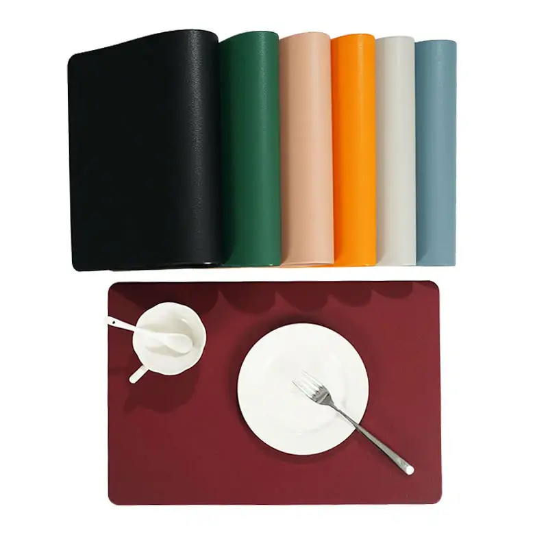 Fine-Grain Rectangular PVC Faux Leather Placemat4