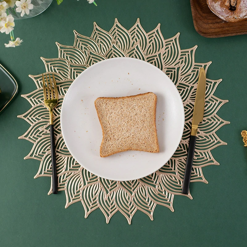 Metallic Peacock-Feather Openwork PVC Placemat4
