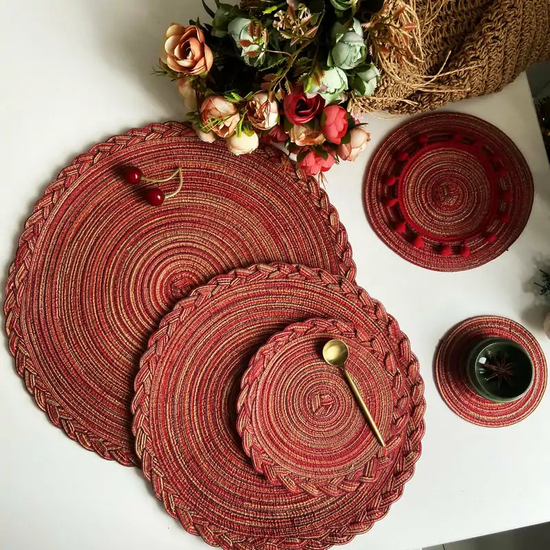 Scalloped Round Polyester Braided Placemat3