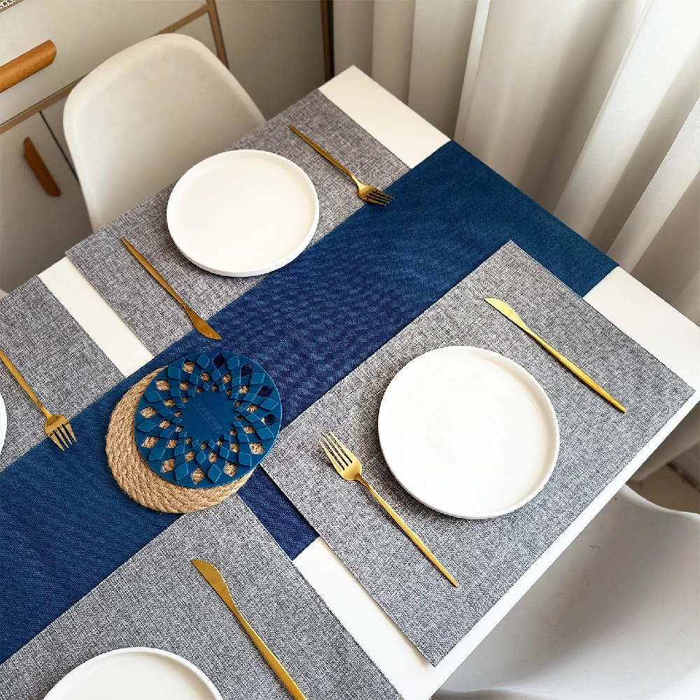 Coordinated Linen-Look Polyester Placemats and Table Runner2