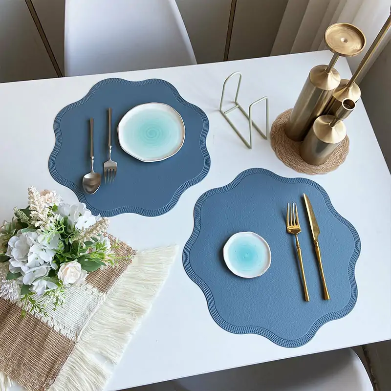 Scalloped PVC Faux Leather Placemat2