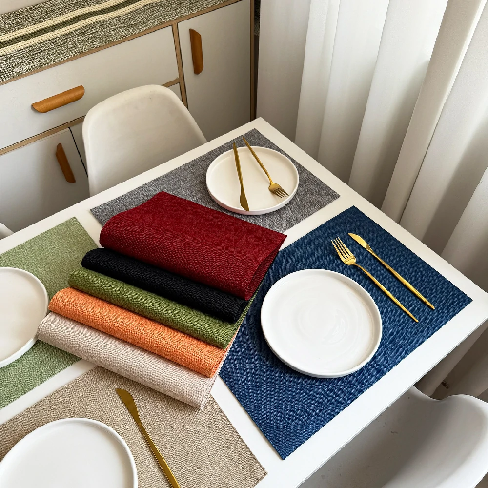 Coordinated Linen-Look Polyester Placemats and Table Runner3
