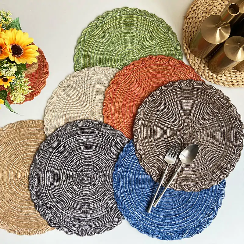Scalloped Round Polyester Braided Placemat