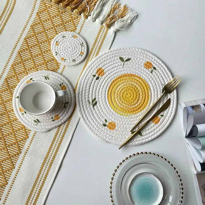 Printed Round Cotton Rope Placemat2