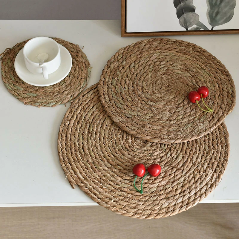 Round Natural Woven Grass Drink Coaster Round Natural Woven Grass Drink Coaster