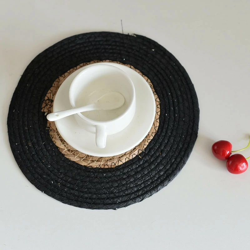 Round Natural Woven Grass Drink Coaster4
