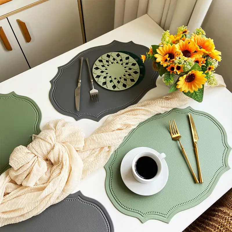 Embossed Irregular PVC Faux Leather Placemat