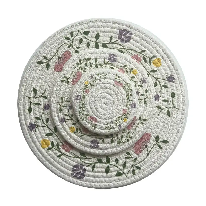 Printed Round Cotton Rope Placemat5