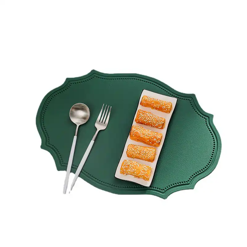Embossed Irregular PVC Faux Leather Placemat5