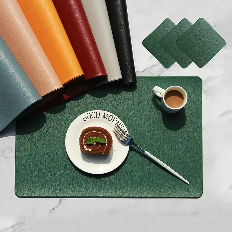 Fine-Grain Rectangular PVC Faux Leather Placemat
