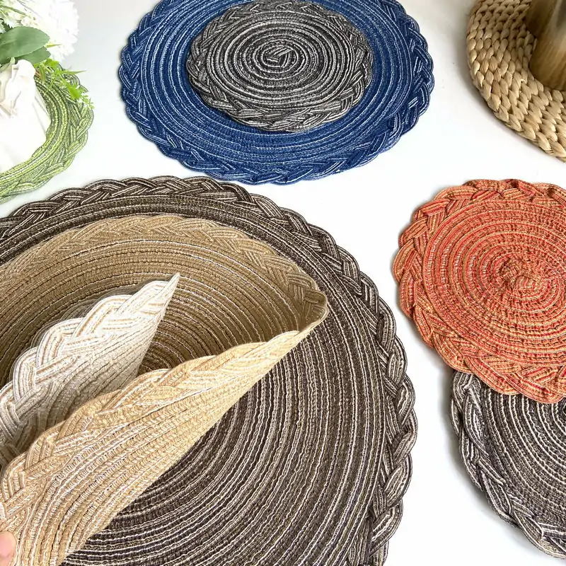 Scalloped Round Polyester Braided Placemat2