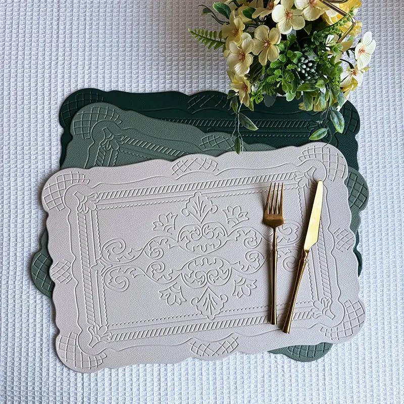 Embossed Vintage PVC Faux Leather Placemat2